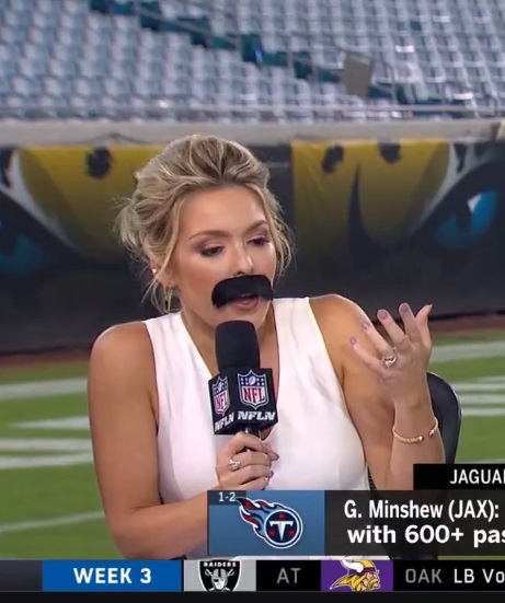 PHOTO Hot Blonde NFL Network Host Wearing Gardner Minshew Mustache