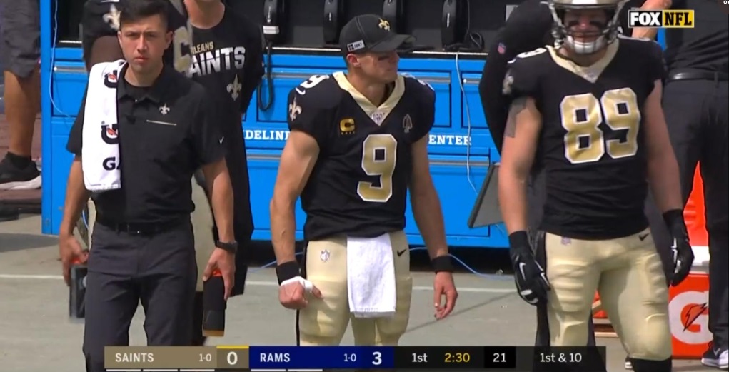 PHOTO Of Drew Brees' Hand Taped Up Could Be A Fracture Around The Thumb