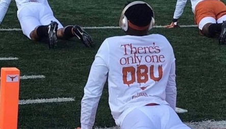 Texas Longhorns Player Wearing There's Only One DBU In Warmups