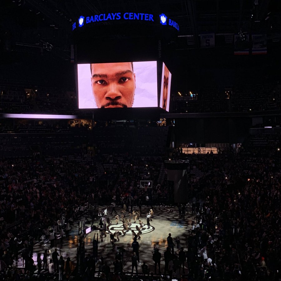 PHOTO Kevin Durant Shown On JumboTron At Barclay’s Despite Not Playing