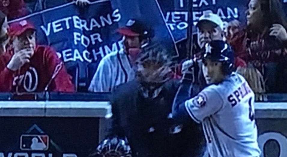 PHOTO Fan At World Series Holds Up Veterans For Impeachment Sign