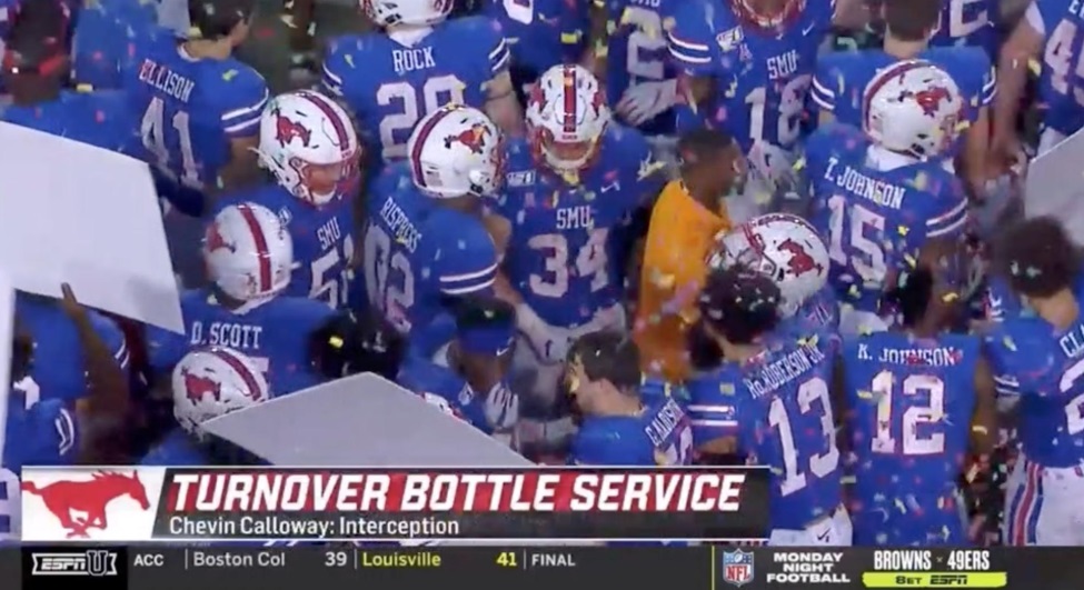 PHOTO SMU Mustangs Have A Turnover Bottle Service