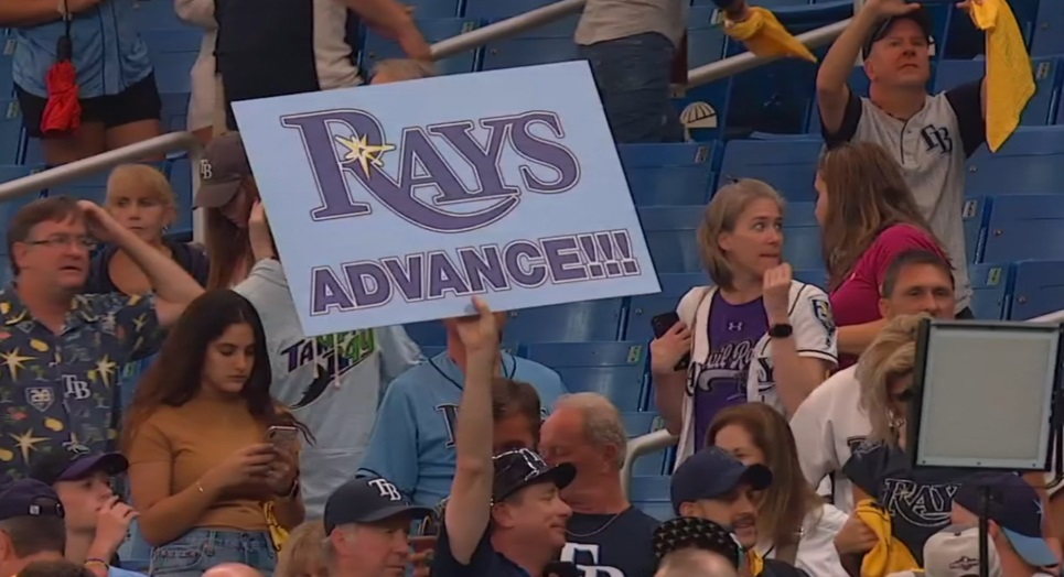 PHOTO Tampa Bay Fan Holding Rays Advance Sign After Game 3