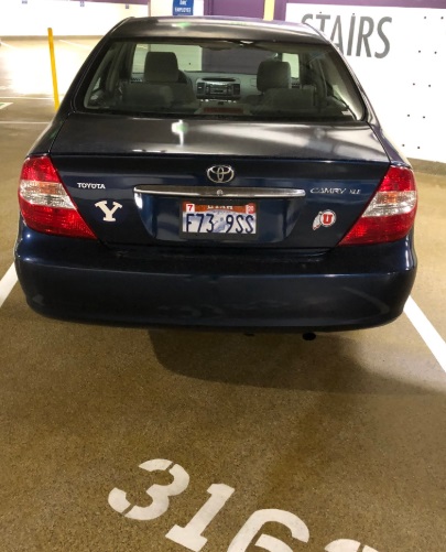 PHOTO Toyota Camby With Utah License Plate Has BYU And Utah Utes Sticker On The Back