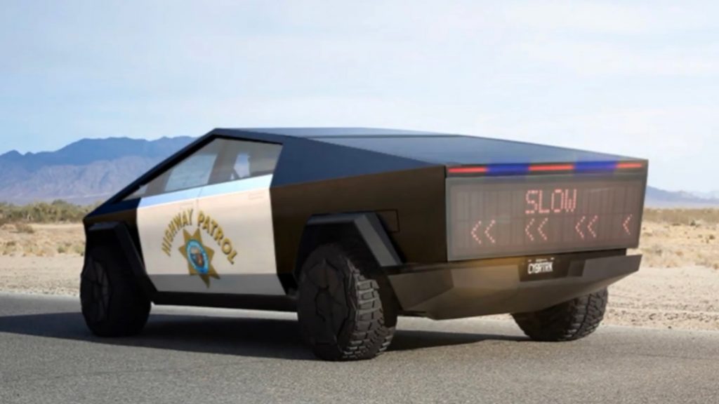 PHOTO California Highway Patrol Tesla Cybertruck With LED Slow Down ...