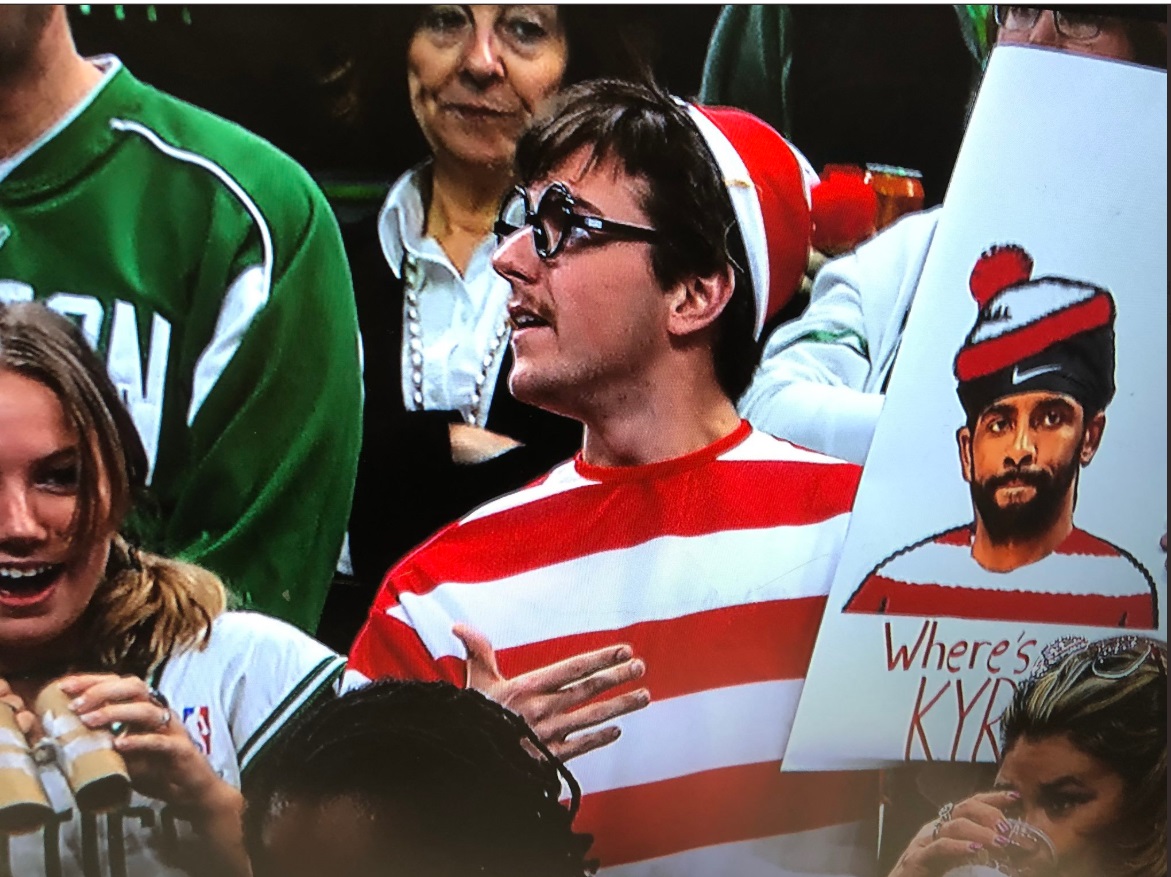 PHOTO Celtics Fan With A Where's Kyrie Sign