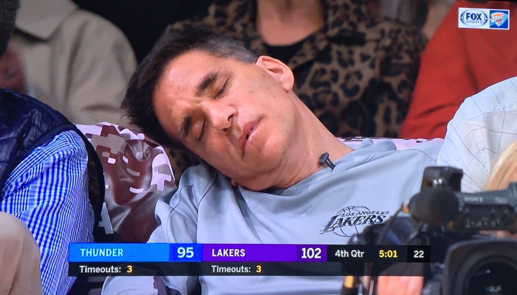 PHOTO Dude Falls Asleep During Lakers Game Vs OKC With 5 Minutes Left