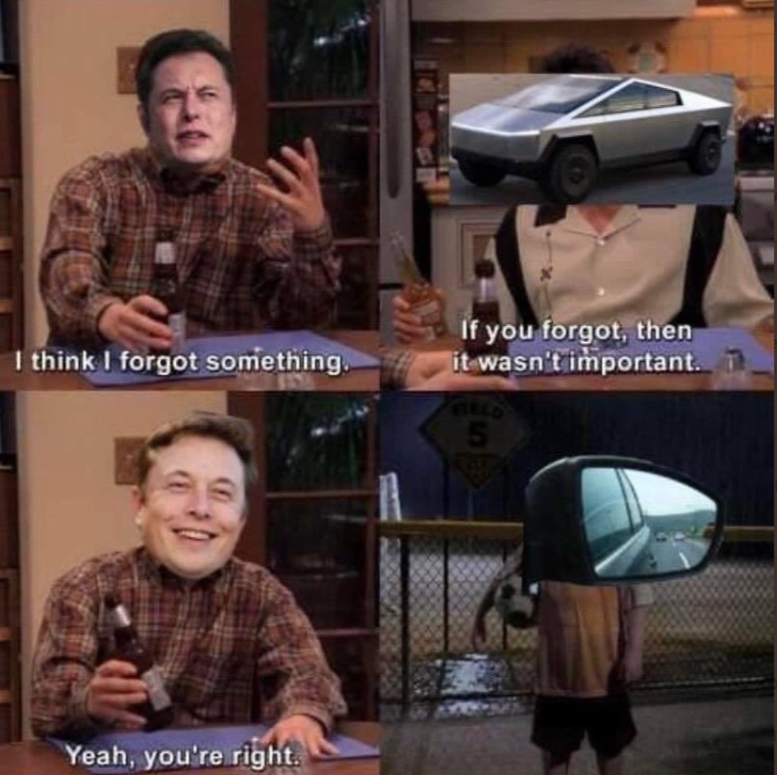 PHOTO Elon Musk Forgot Mirrors On The Tesla Cybertruck