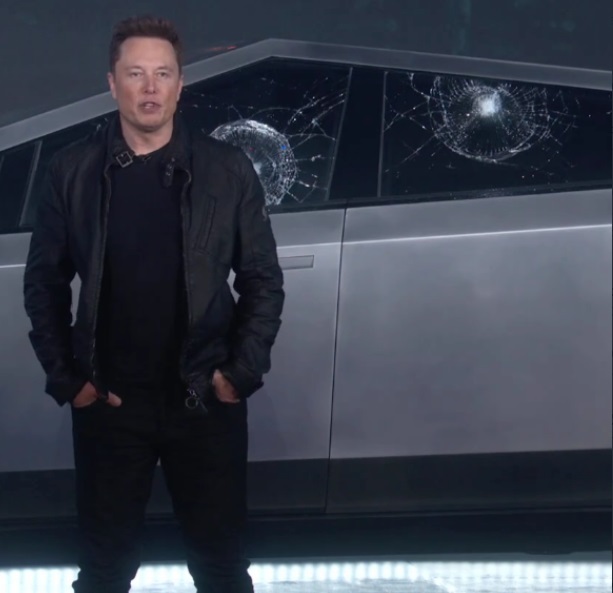 PHOTO Elon Musk Upset Tesla Cybertruck Is Not Bulletproof