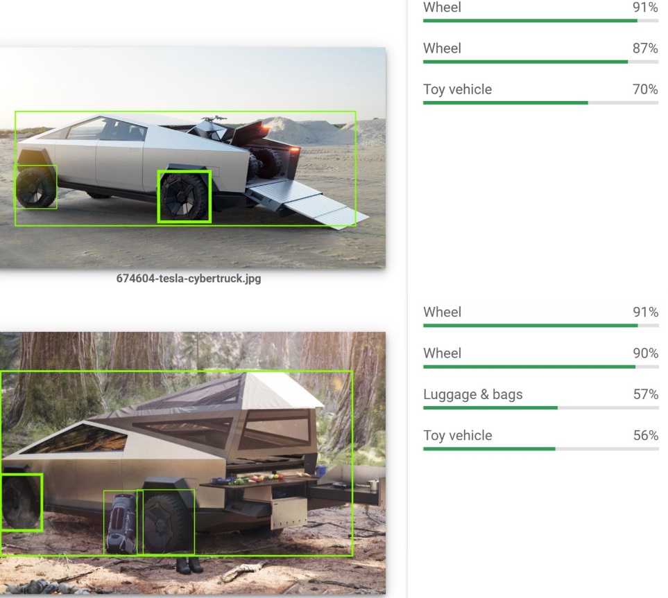 PHOTO Google's Vision AI Doesn't Know How To Classify The Tesla Cybertruck