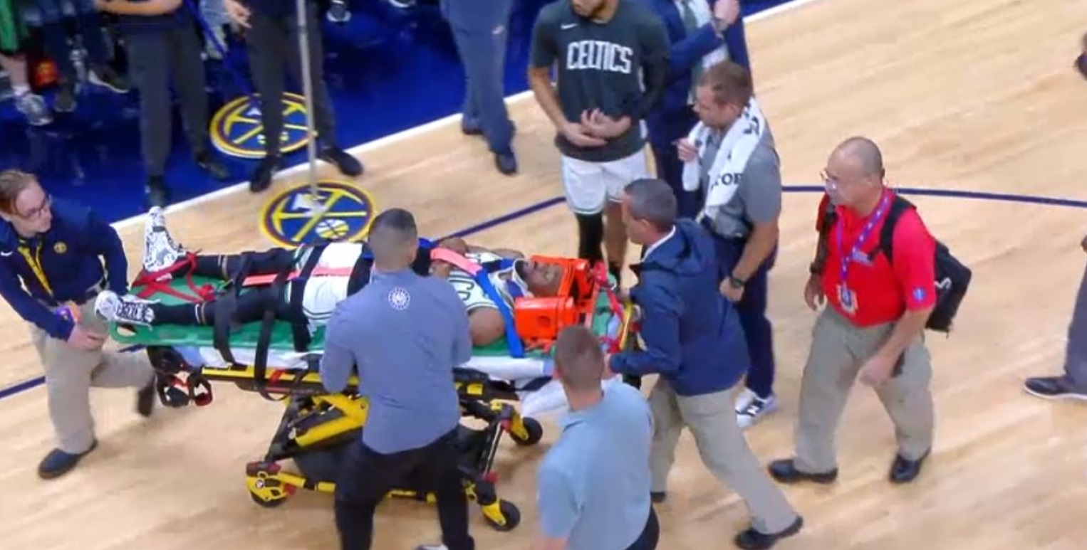 PHOTO Kemba Walker Wheeled Off Court On Stretcher Head In A VERY Secure Hold