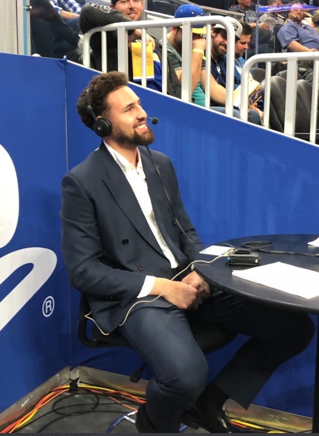 PHOTO Klay Thompson In His Element As A Sideline Reporter