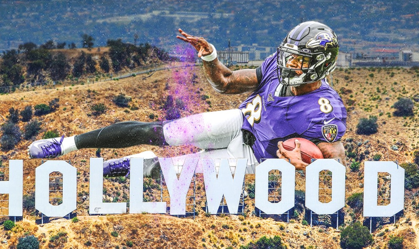 PHOTO Lamar Jackson Dropping Magic On The Hollywood Sign