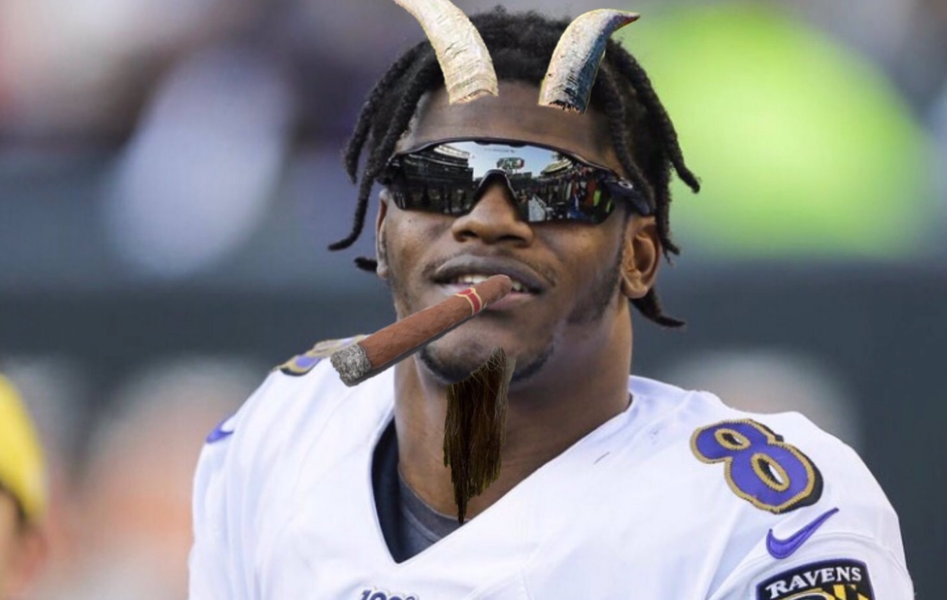 PHOTO Lamar Jackson With A Beard And Cigars