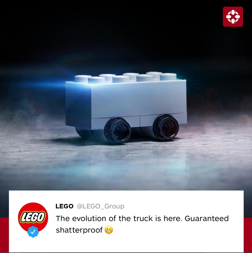 PHOTO Logo Takes Shot At Tesla Says Lego Cybertruck Is Shatterproof Guaranteed