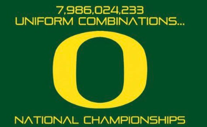 PHOTO Number Of Oregon Duck's Uniform Combinations