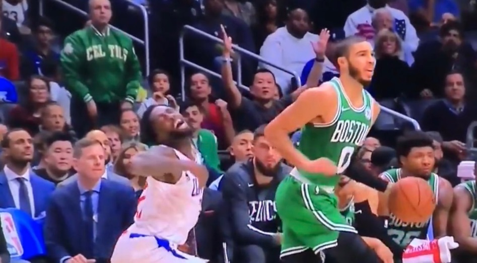 PHOTO Patrick Beverley Whailing Backwards To Flop While His Eyes Roll Back Into His Head