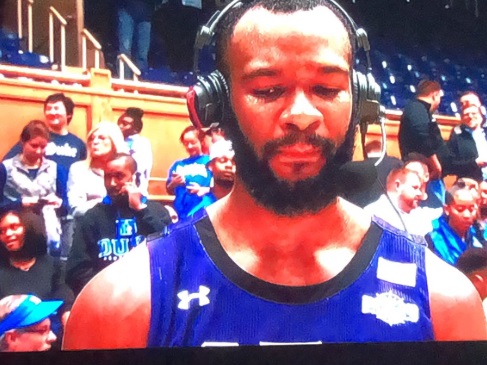 PHOTO SF Austin's Nathan Bain Crying After Telling ESPN Audience During Post-Game Interview His Family Lost Everything In Hurricane In Bahamas