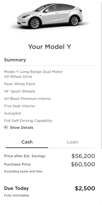 PHOTO Tesla Model Y Pre-Oder Is $2,500