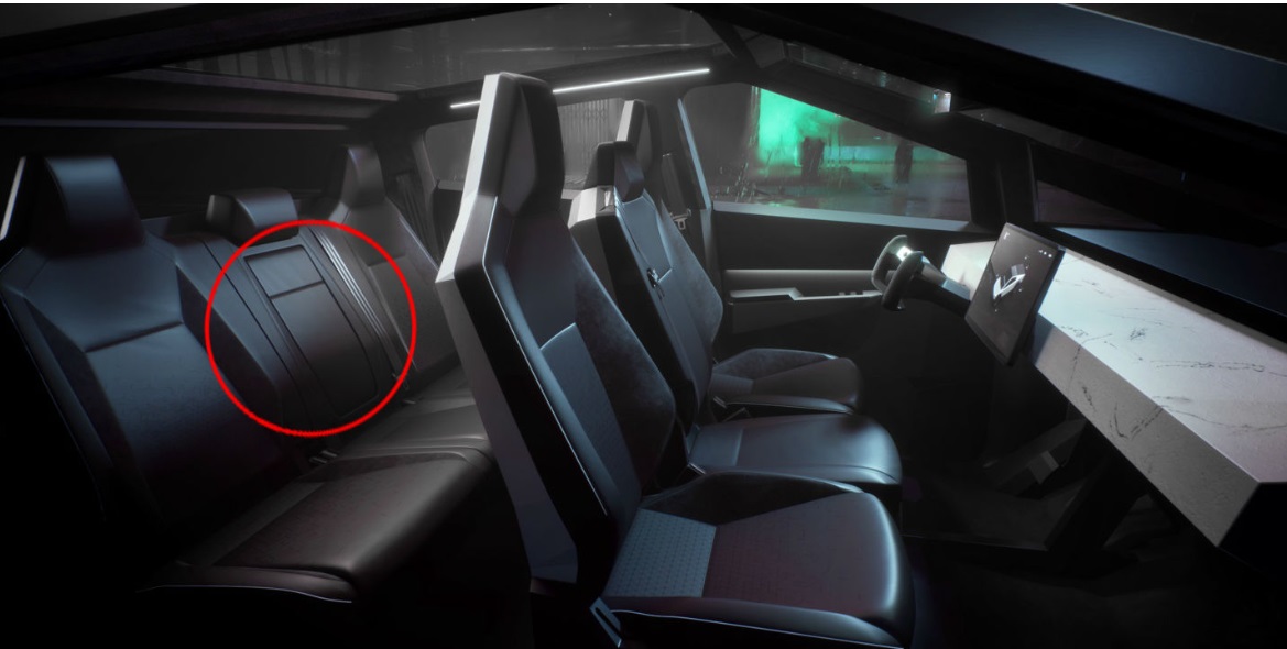 PHOTO Tesla Cybertruck Rear Armrest Pass Through For Long Cargo