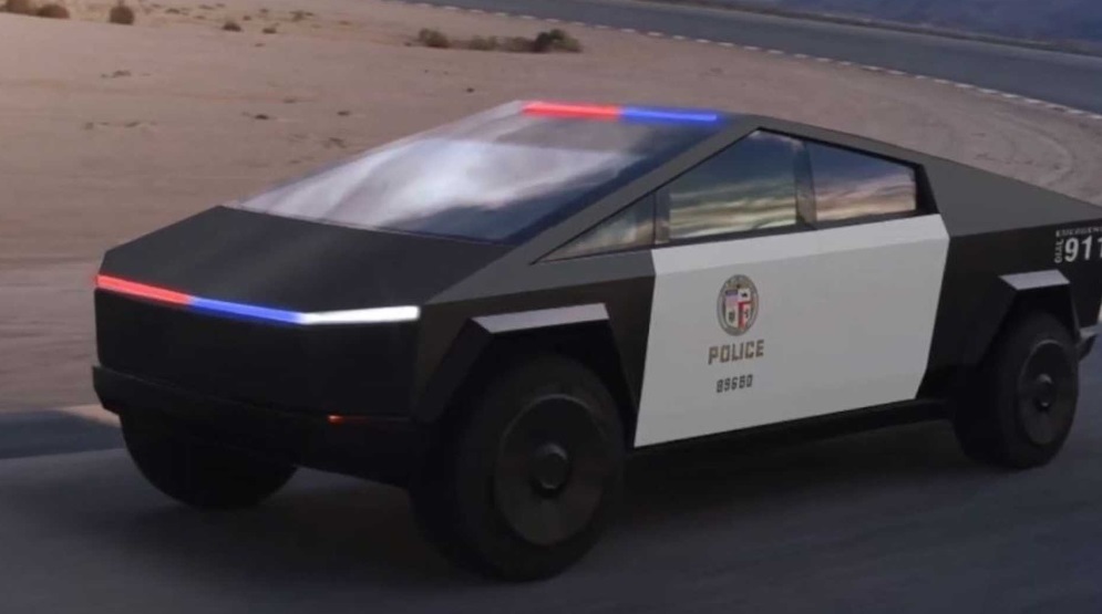 PHOTO Tesla Cybertruck Rendered Police Car With Flashing Lights