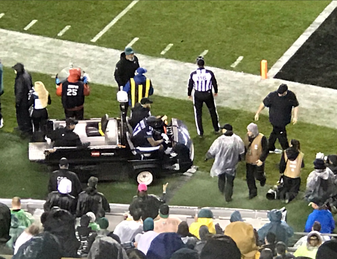 PHOTO Alshon Jeffery Holding His Leg As He's Carted Off Field