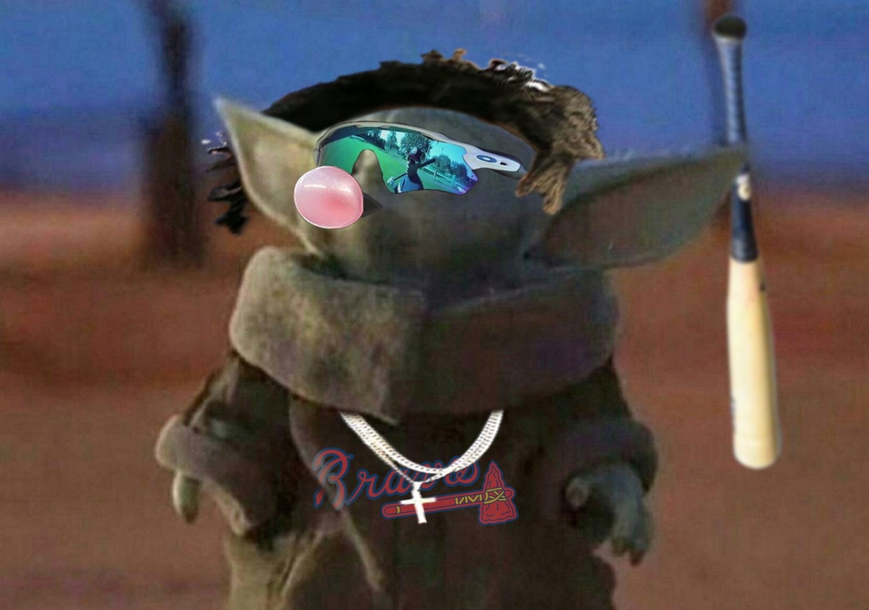 PHOTO Baby Yoda Blowing A Bubble With Oakley Sunglasses On