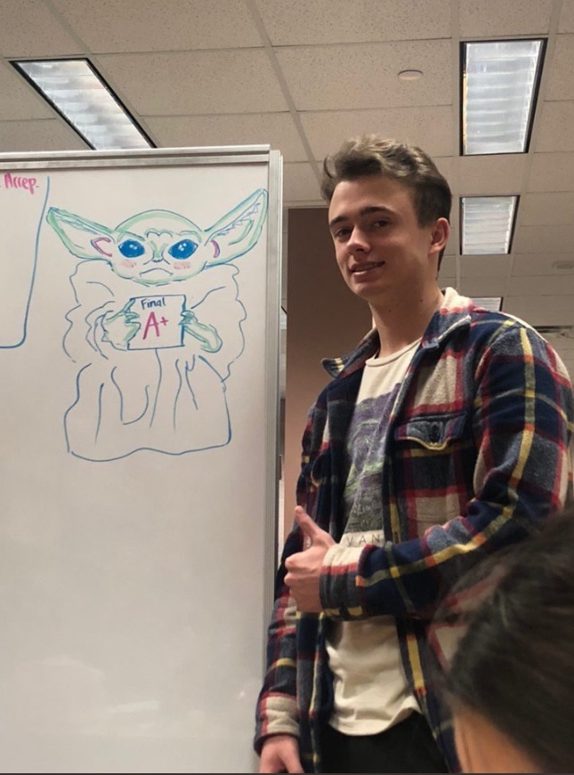 PHOTO Baby Yoda Drawn On Whiteboard At UL Lafayette