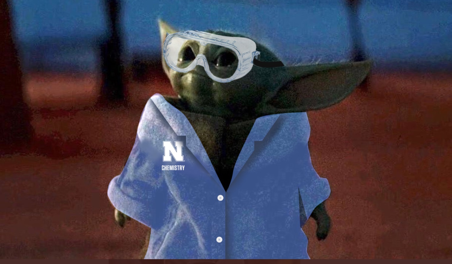 PHOTO Baby Yoda Dressed To Work University Of Nebraska Chemistry Lab