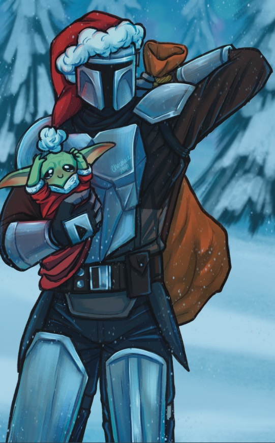 PHOTO Baby Yoda Dressed Up As The Mandalorian Santa's Helper