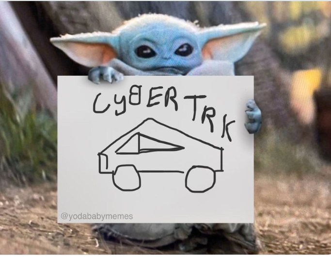 PHOTO Baby Yoda Drew The Tesla Cybertruck