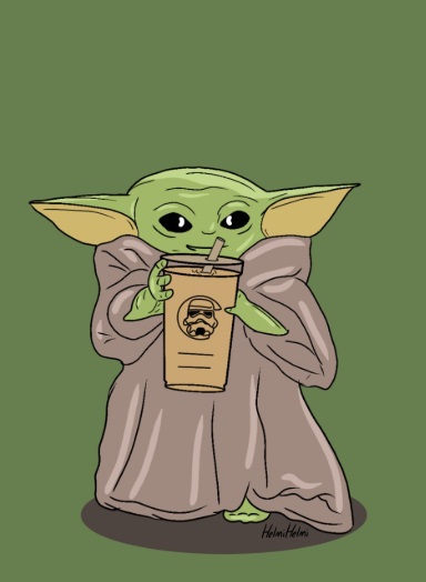 PHOTO Baby Yoda Drinking 5th Iced Coffee Of The Day