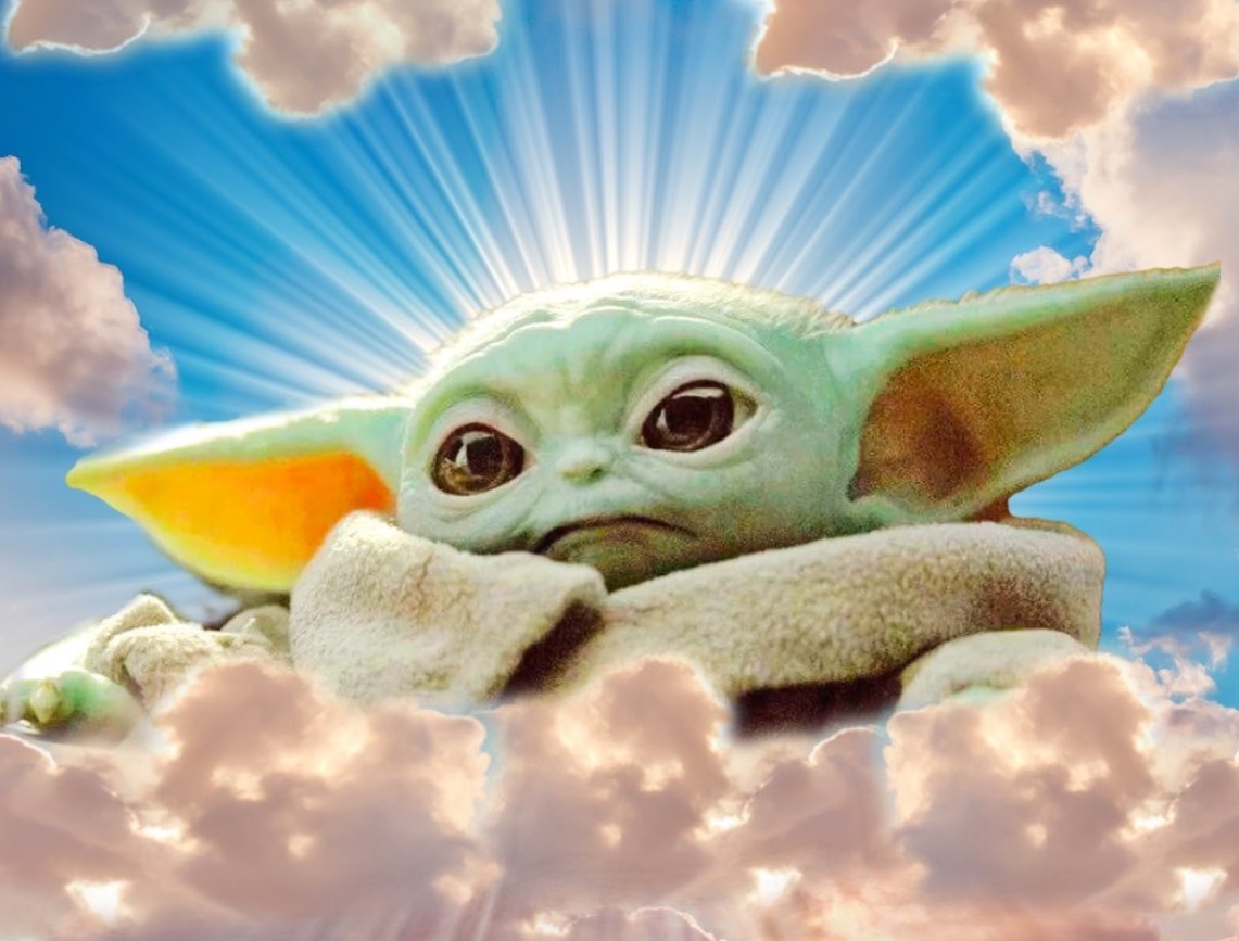 PHOTO Baby Yoda High In The Clouds