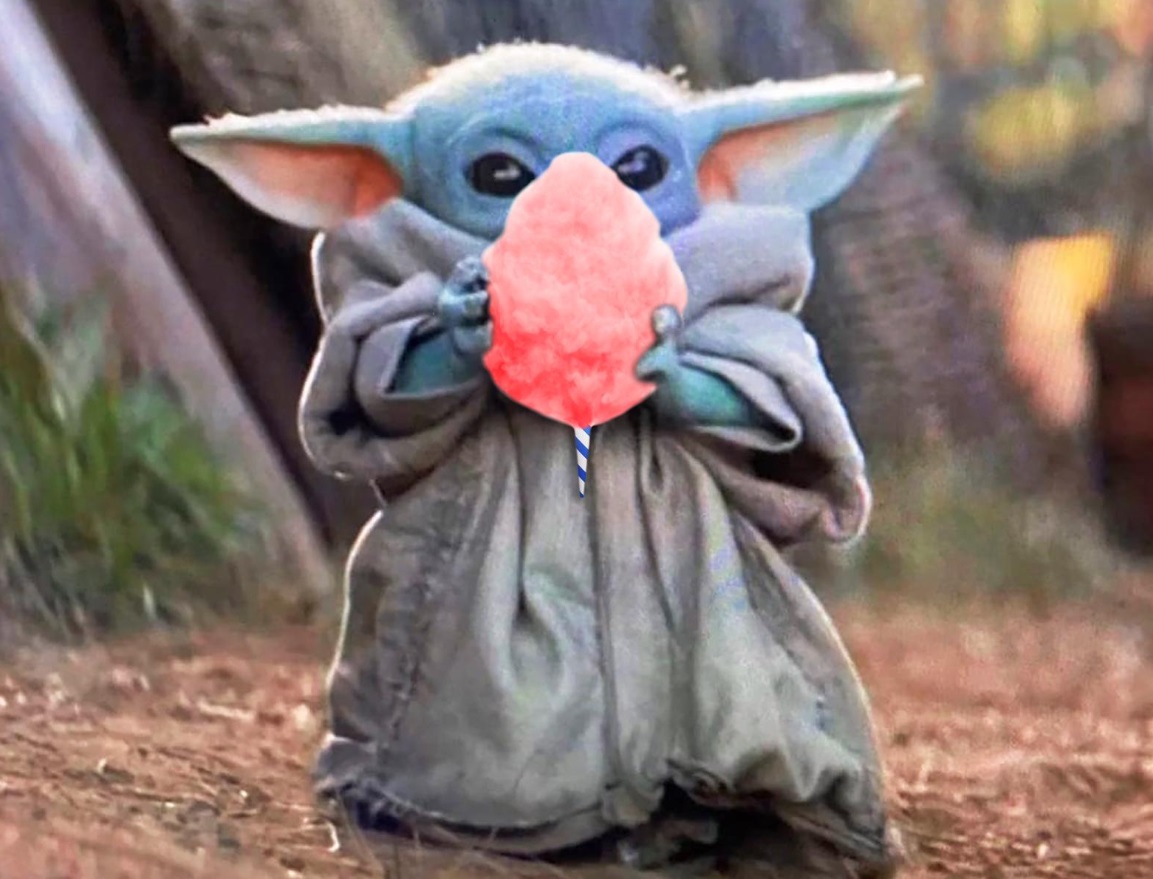 PHOTO Baby Yoda Holding Cotton Candy