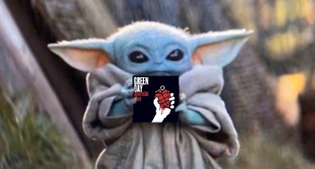 PHOTO Baby Yoda Holding Green Day Album