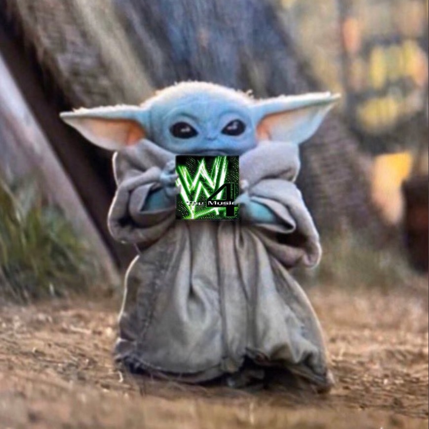 PHOTO Baby Yoda Holding WWF The Music Vol. 4