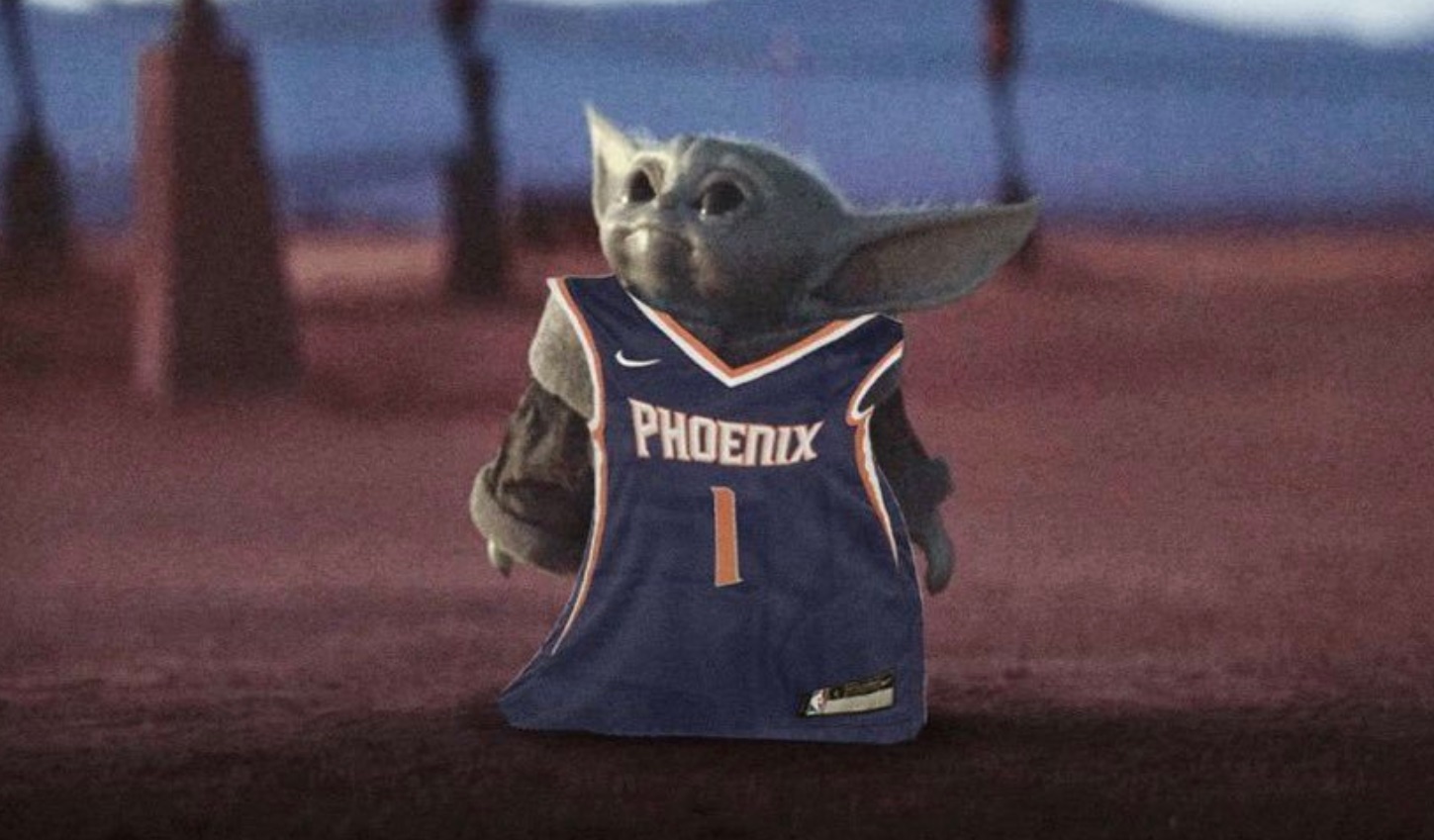 PHOTO Baby Yoda In A Phoenix Suns Devin Booker Jersey