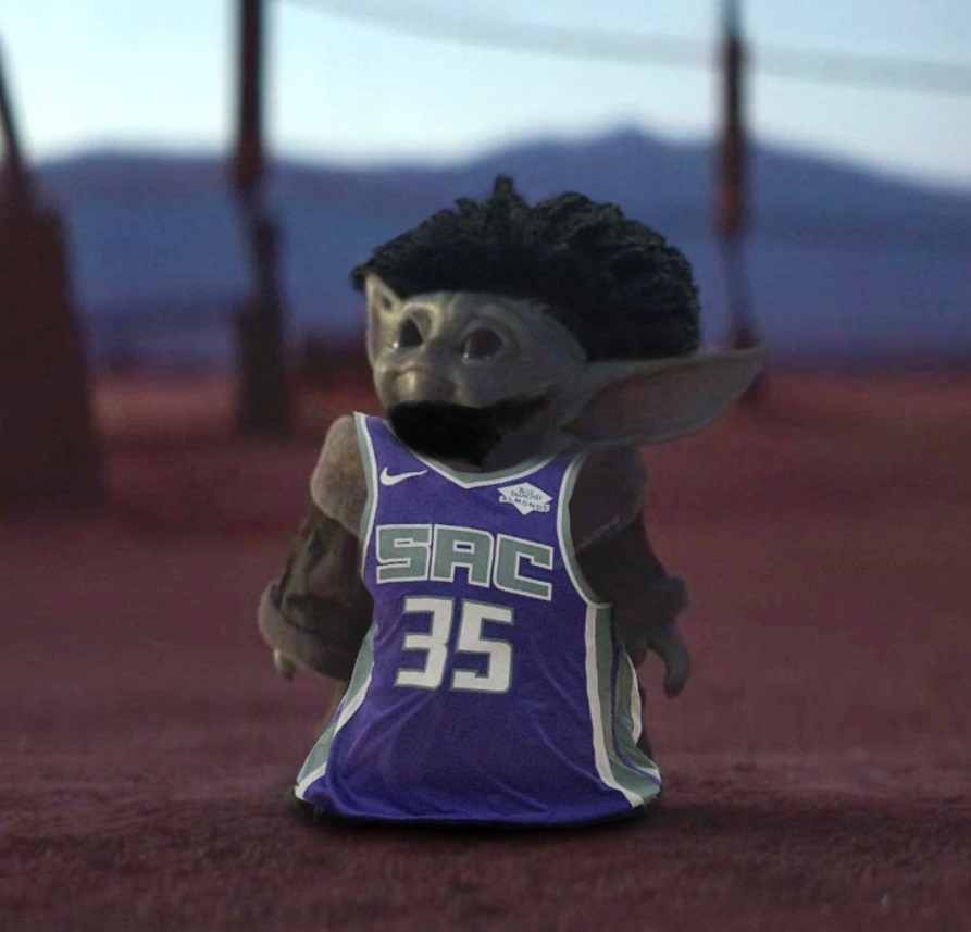 PHOTO Baby Yoda In A Sacramento Kings Jersey With A Beard