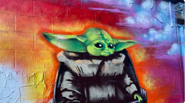 PHOTO Baby Yoda Mural In Rapid City South Dakota