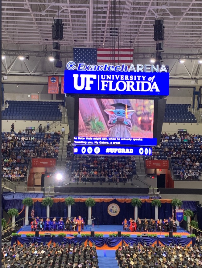 PHOTO Baby Yoda On Videoboard At University Of Florida Graduation