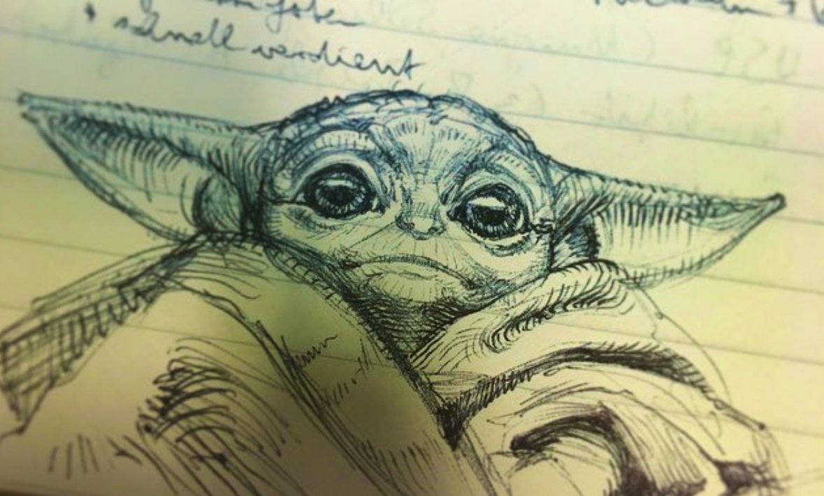 PHOTO Baby Yoda Sketched During A Lecture Class