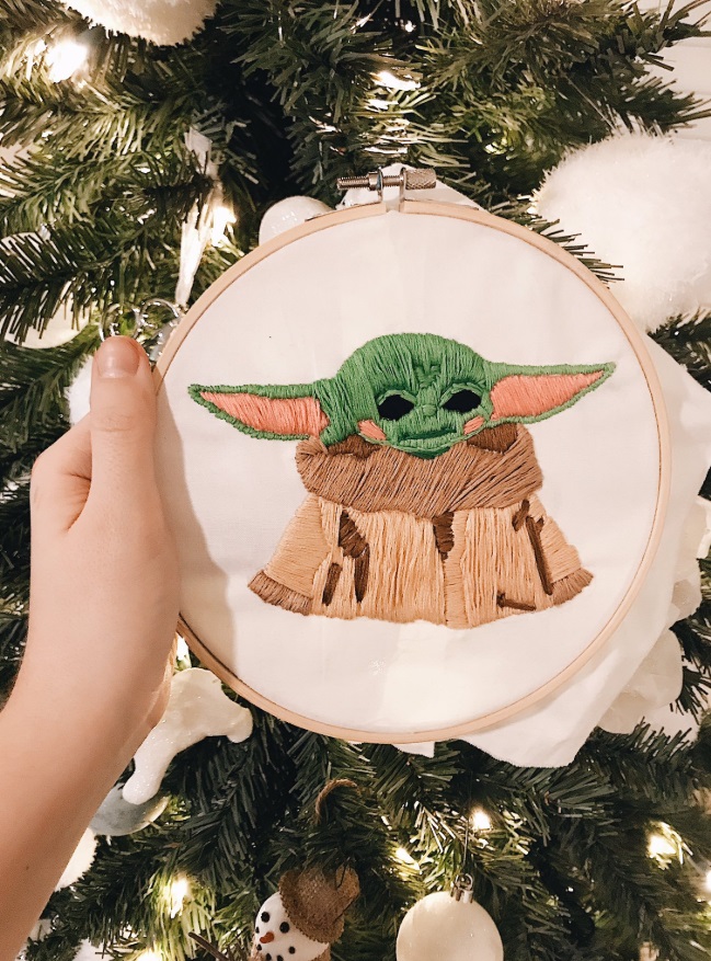 PHOTO Baby Yoda Stitched Christmas Ornament