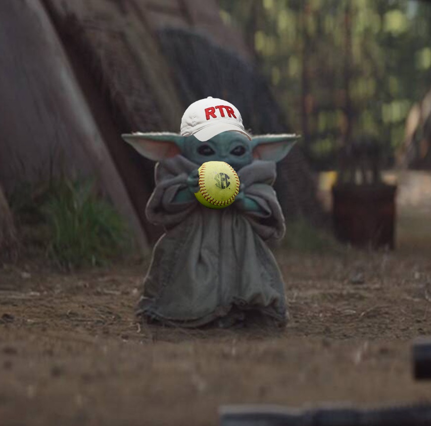 PHOTO Baby Yoda Wearing Alabama Crimson Tide Hat And SEC Softball