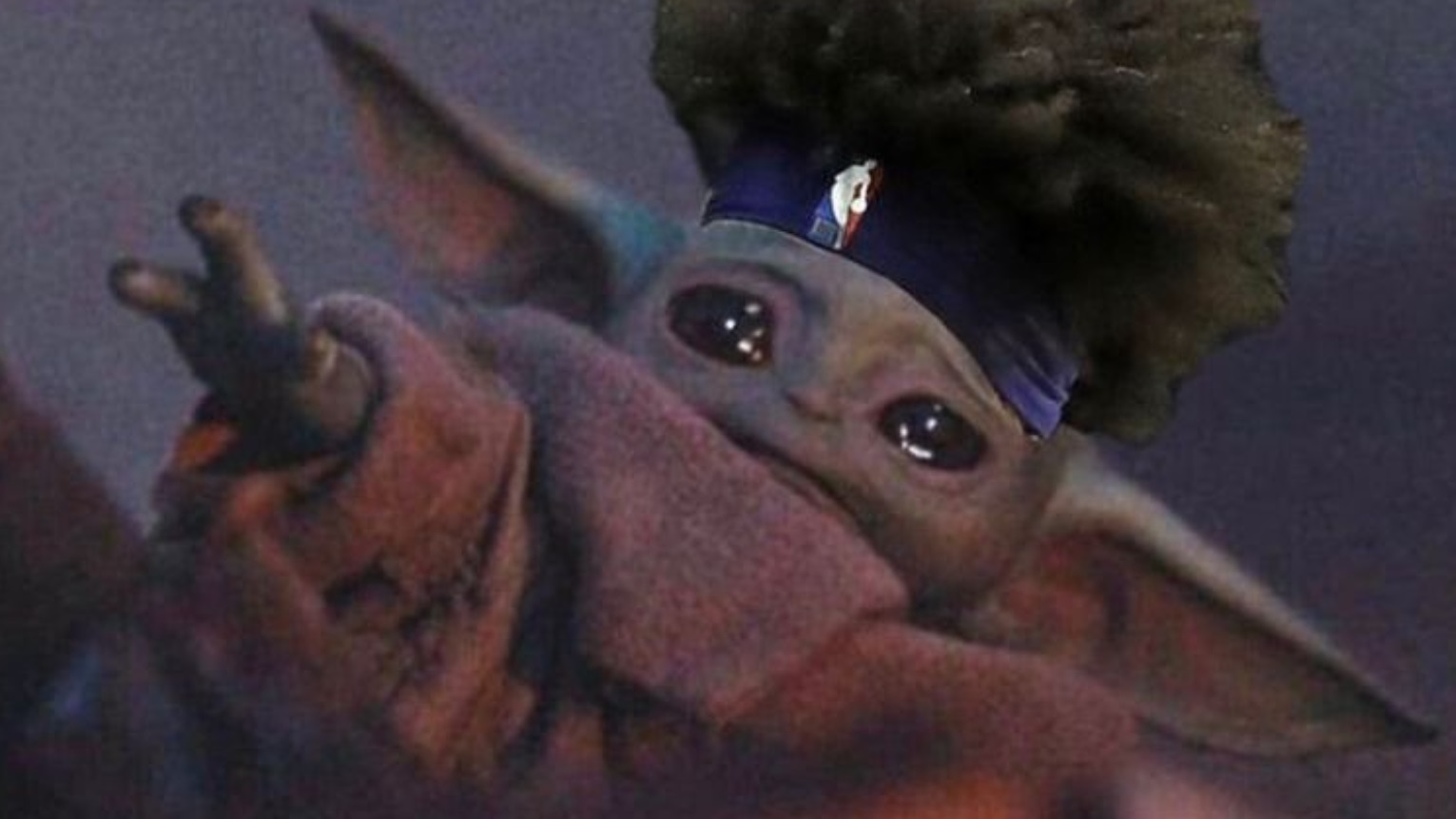 PHOTO Baby Yoda Wearing Official NBA Headband With Afro