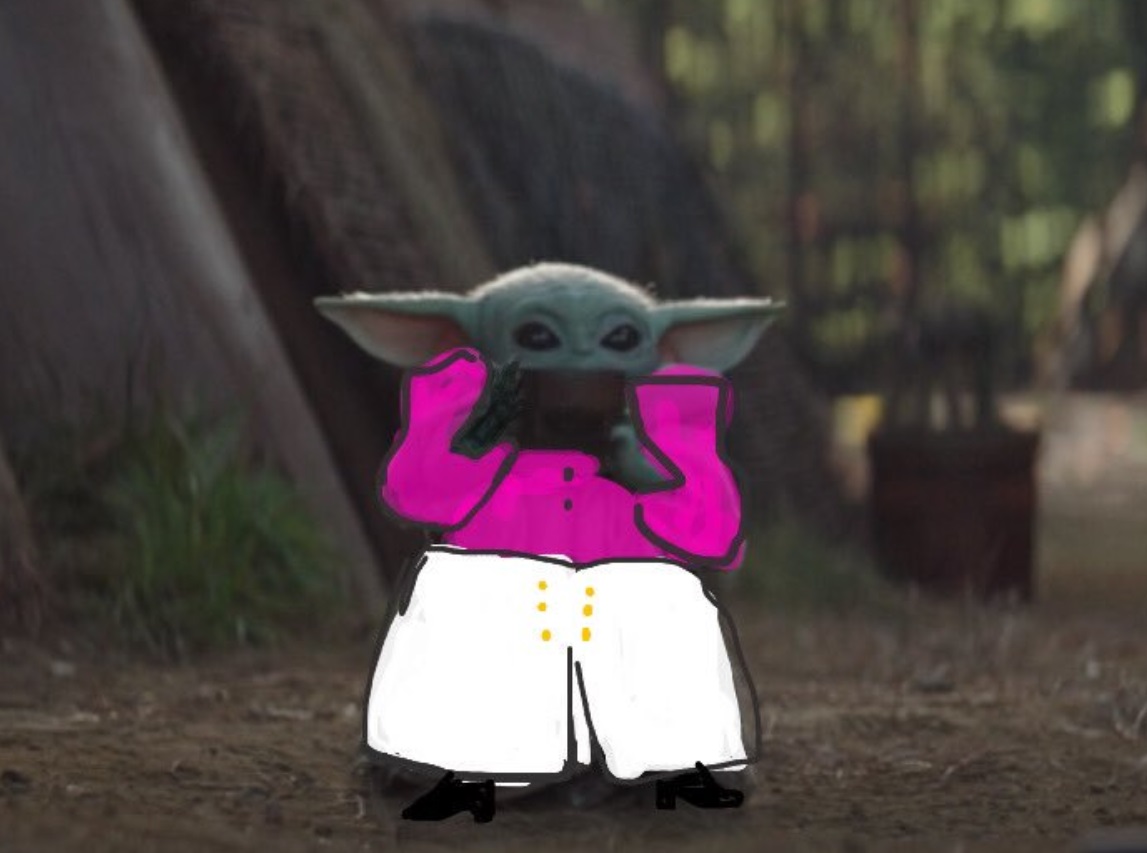 PHOTO Baby Yoda Wearing Oversized Pants