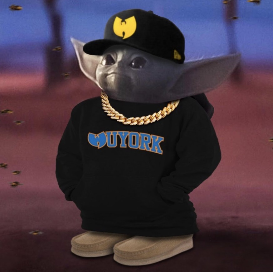 PHOTO Baby Yoda Wearing WuTang Hoodie And Gold Chain