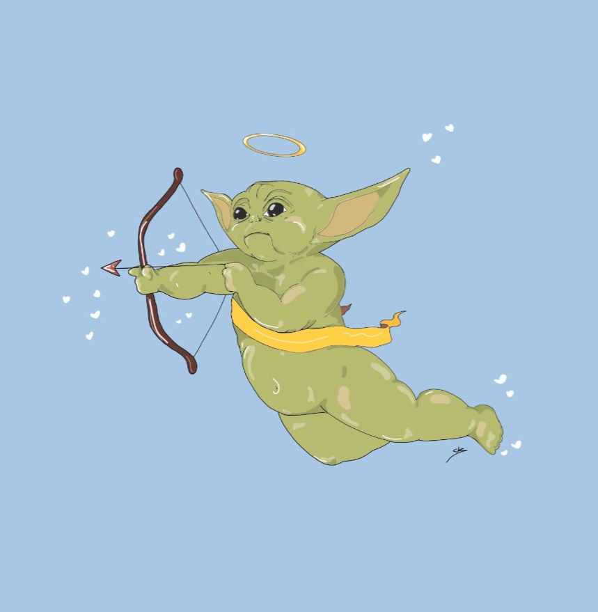 PHOTO Baby Yoda With A Halo And Bow And Arrow