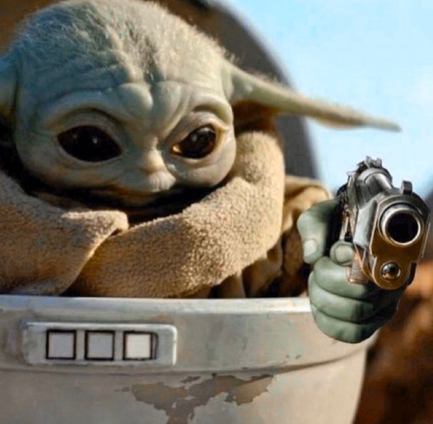 PHOTO Baby Yoda With A Shotgun