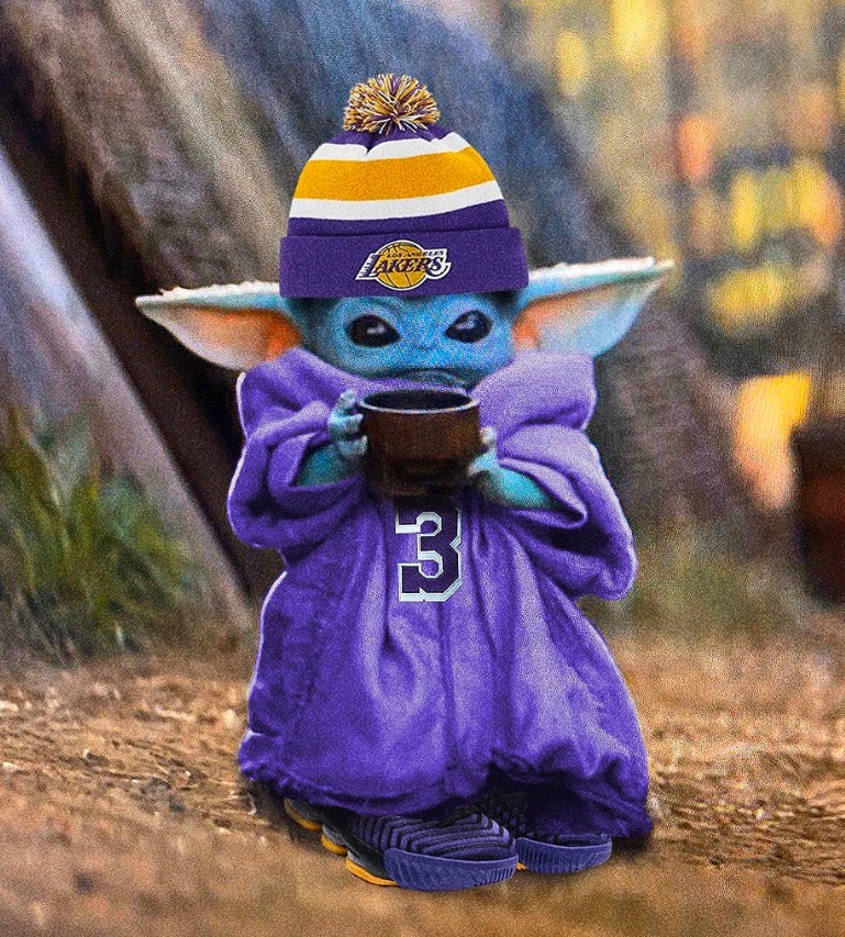 PHOTO Baby Yoda With Nike Kobe Shoes In Purple