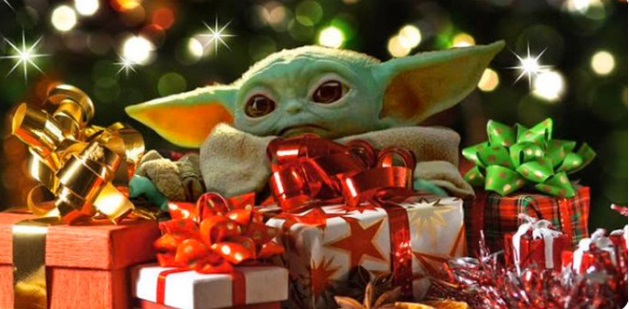 PHOTO Baby Yoda's Head Perched Out From Being Buried In Presents